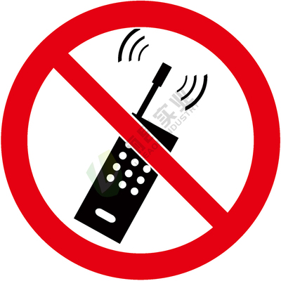 国标GB安全标签-禁止类:禁止开启无线通讯设备No activated mobile phones-中英文双语版